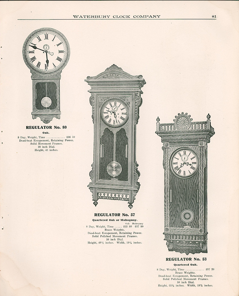 Waterbury Clock Company, 1909 - 1910 Catalog, Canada > 81