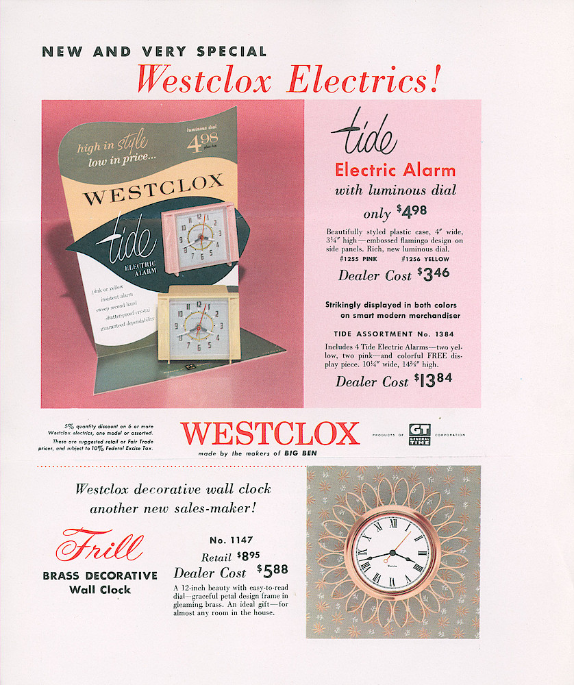 Westclox 1957 New Items > Tide & Frill Electric