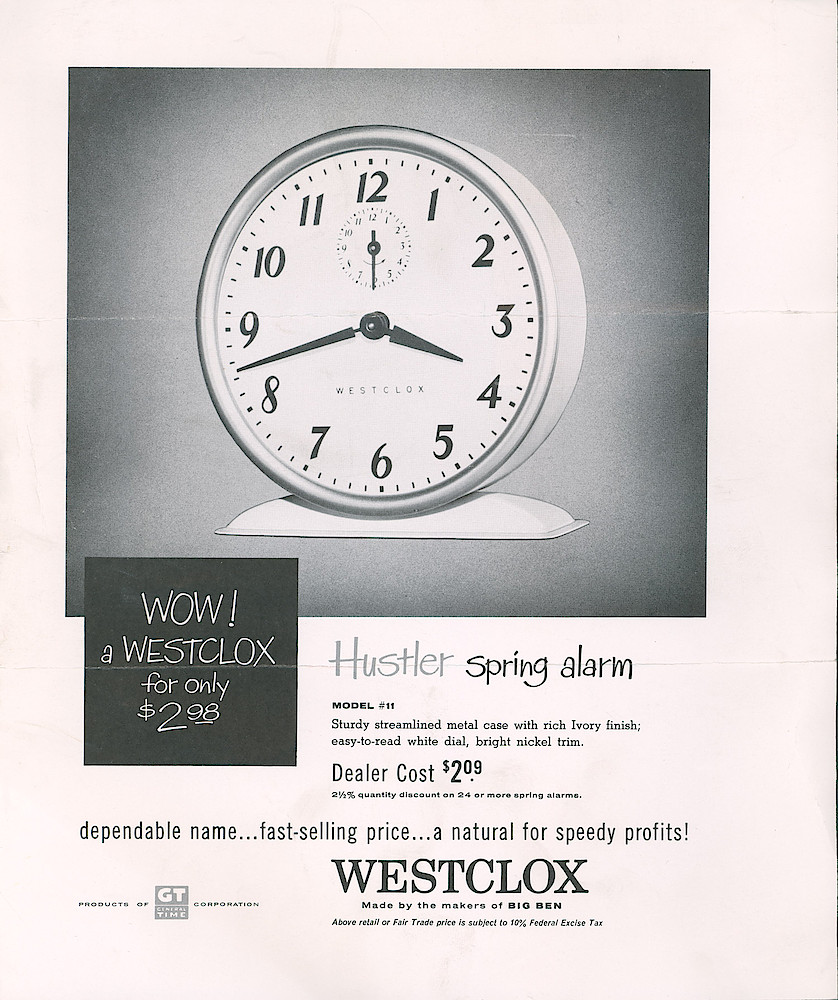 Westclox 1957 New Items > Hustler