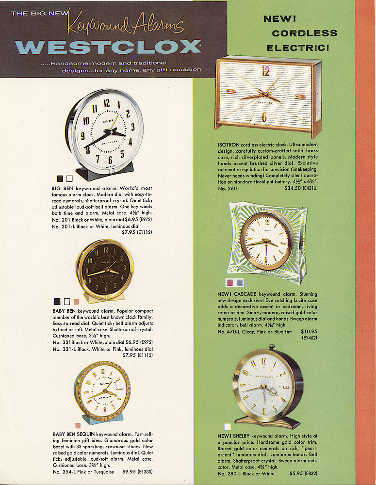 Westclox 1959 - 1960 Keywound and Electric Clocks Catalog > 2