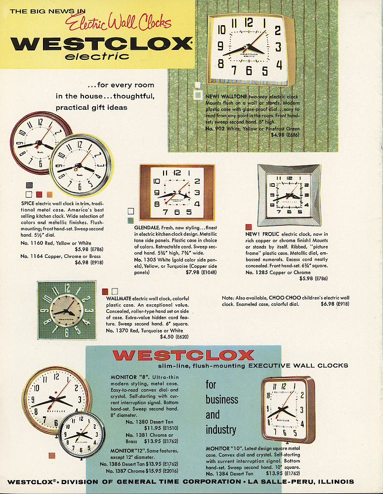 Westclox 1959 - 1960 Keywound and Electric Clocks Catalog > 8