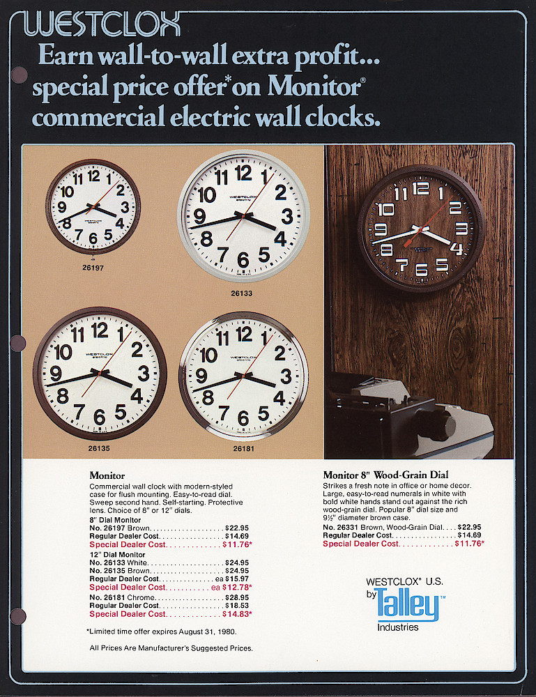 Westclox 1980 Product Sheets > Commercial-Wall-1-Electric. Form No. 463-IV-80