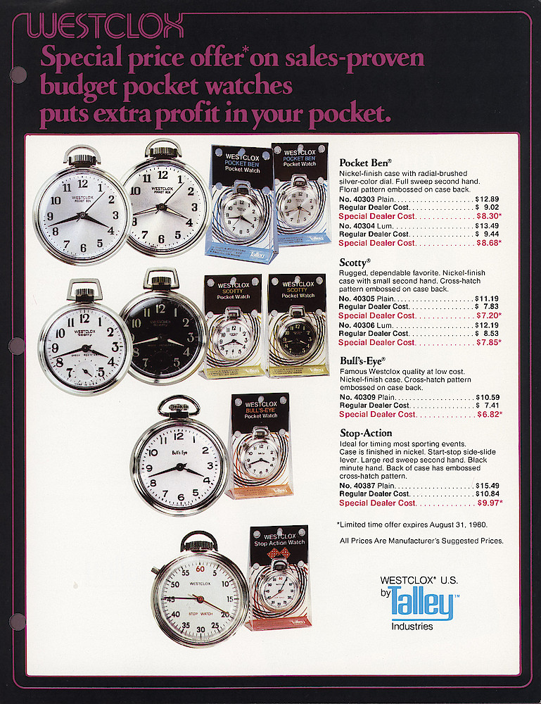 Westclox 1980 Product Sheets > Pocket-Watch-1. Form No. 464-IV-80