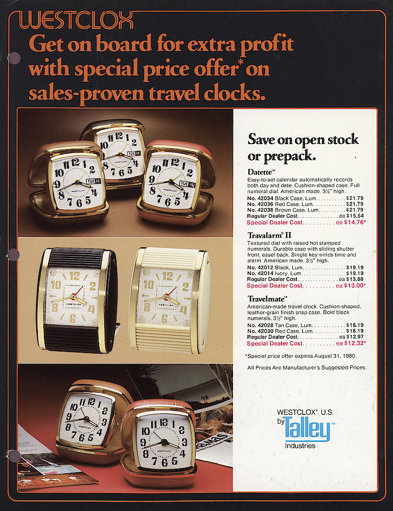 Westclox 1980 Product Sheets > Travel-Clock-1. Form No. 466-IV-80