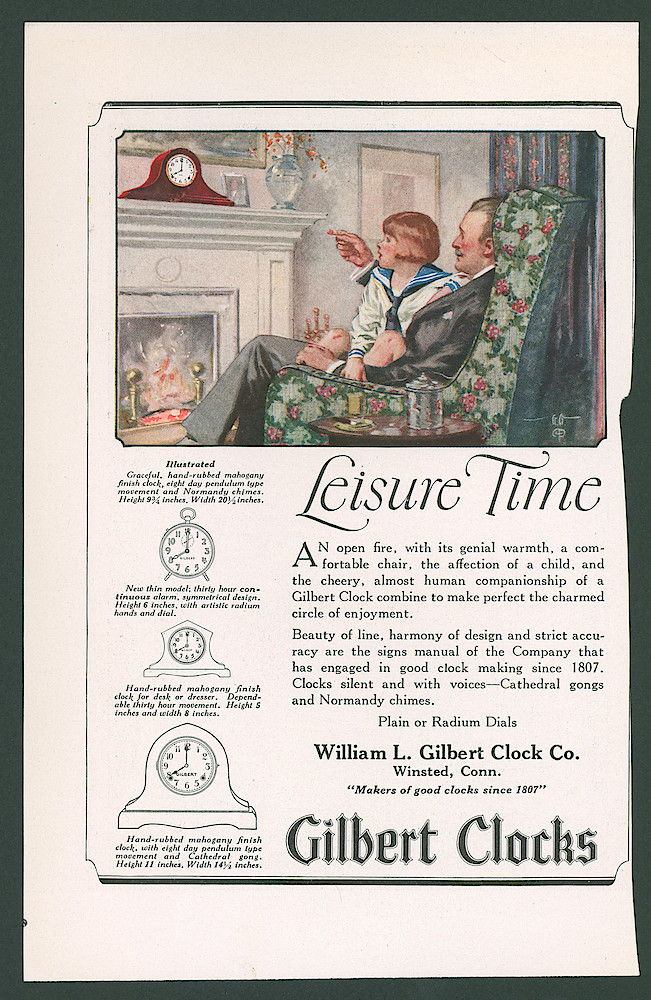1920c-gilbert-clocks-leisure-time. Circa 1920
