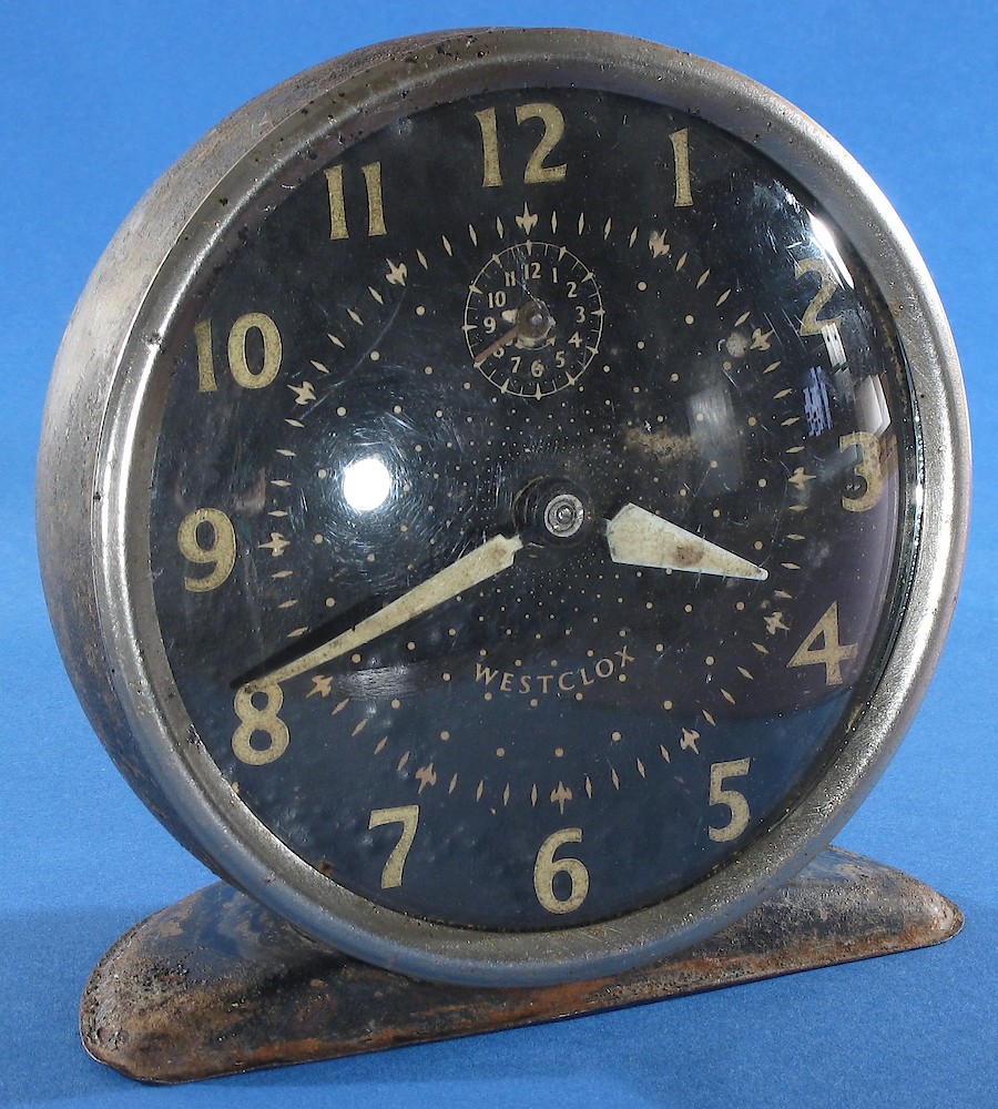 Westclox Scotland Sleepmeter Stars Dial Black. Westclox Scotland Sleepmeter Stars Dial Black Clock Example Photo