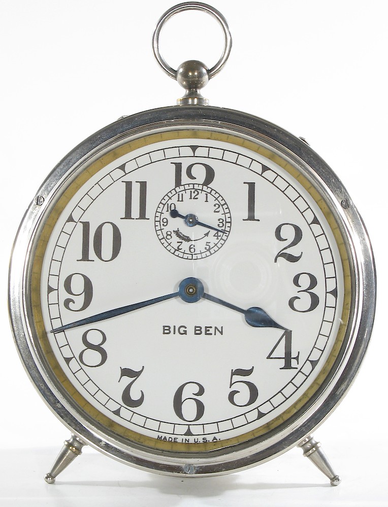 Westclox Big Ben Style 1 Nickel. Westclox Big Ben Style 1 Nickel Clock Example Photo