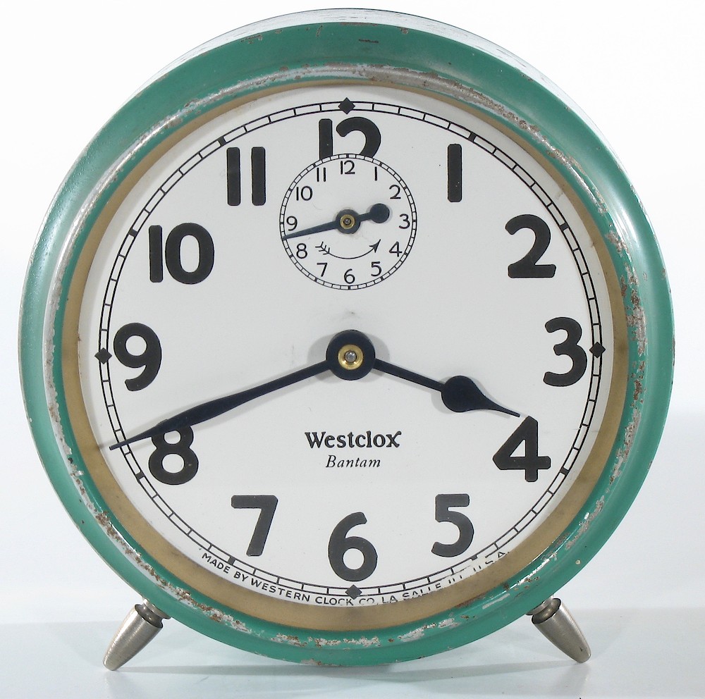 Westclox Bantam Style 1 Green. Westclox Bantam Style 1 Green Clock Example Photo