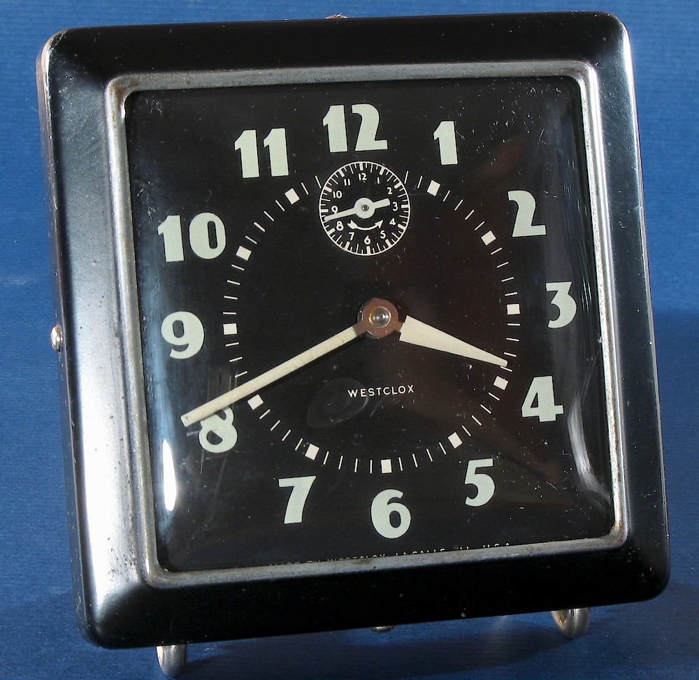 Westclox Spur Style 1 Black Luminous. Westclox Spur Style 1 Black Luminous Clock Example Photo