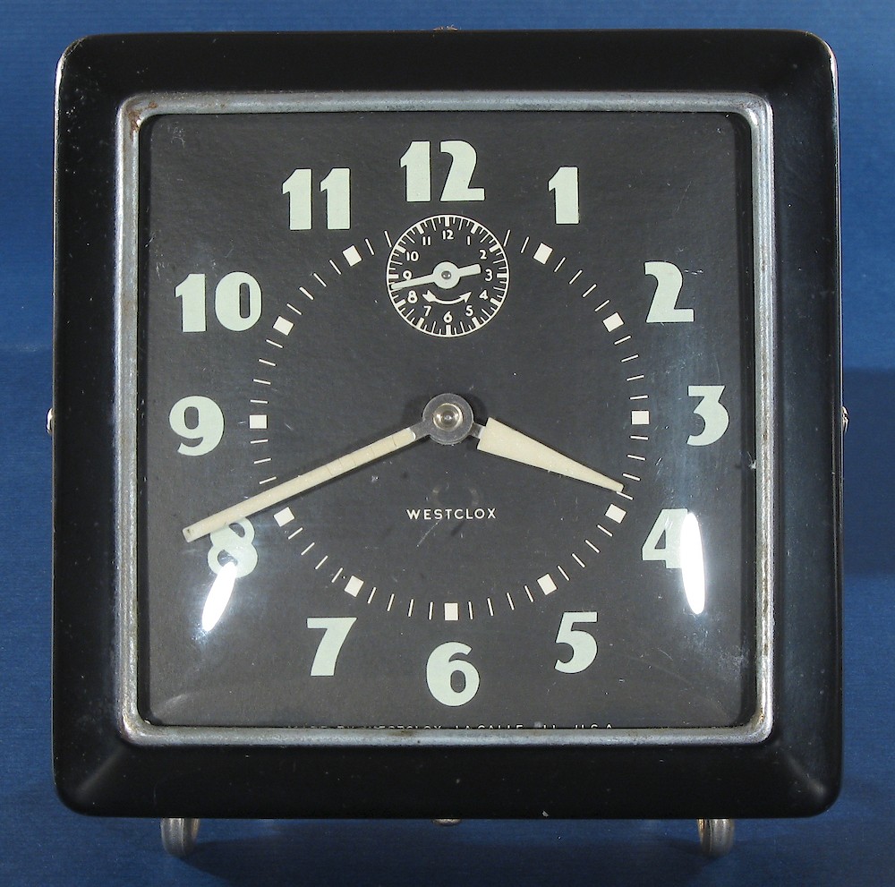 Westclox Spur Style 1 Black Luminous. Westclox Spur Style 1 Black Luminous Clock Example Photo