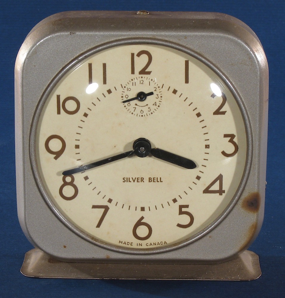 Westclox Canada Silver Bell Square Gray Beige. Westclox Canada Silver Bell Square Gray Beige Clock Example Photo