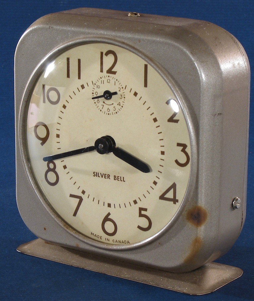 Westclox Canada Silver Bell Square Gray Beige. Westclox Canada Silver Bell Square Gray Beige Clock Example Photo