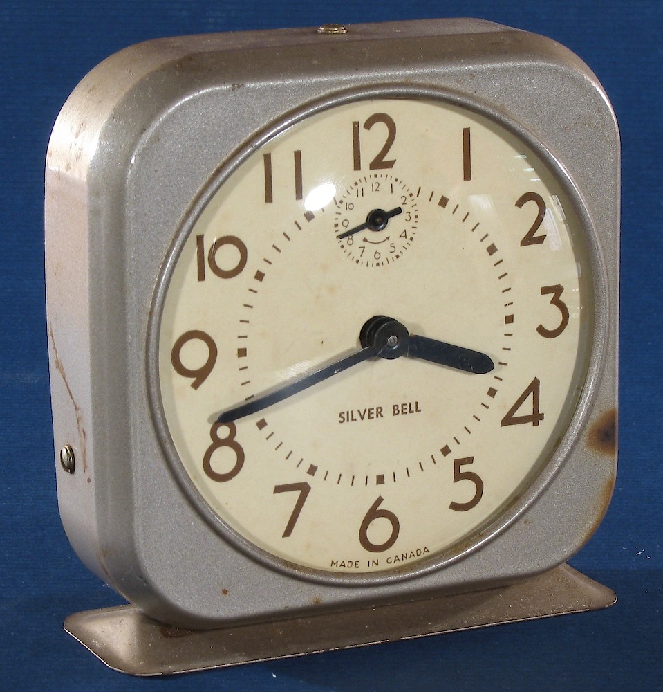 Westclox Canada Silver Bell Square Gray Beige. Westclox Canada Silver Bell Square Gray Beige Clock Example Photo