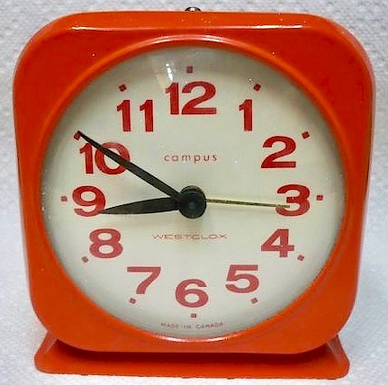 Westclox Canada Campus Alarm Clock Orange. Photos courtesy of Mary Kueber.