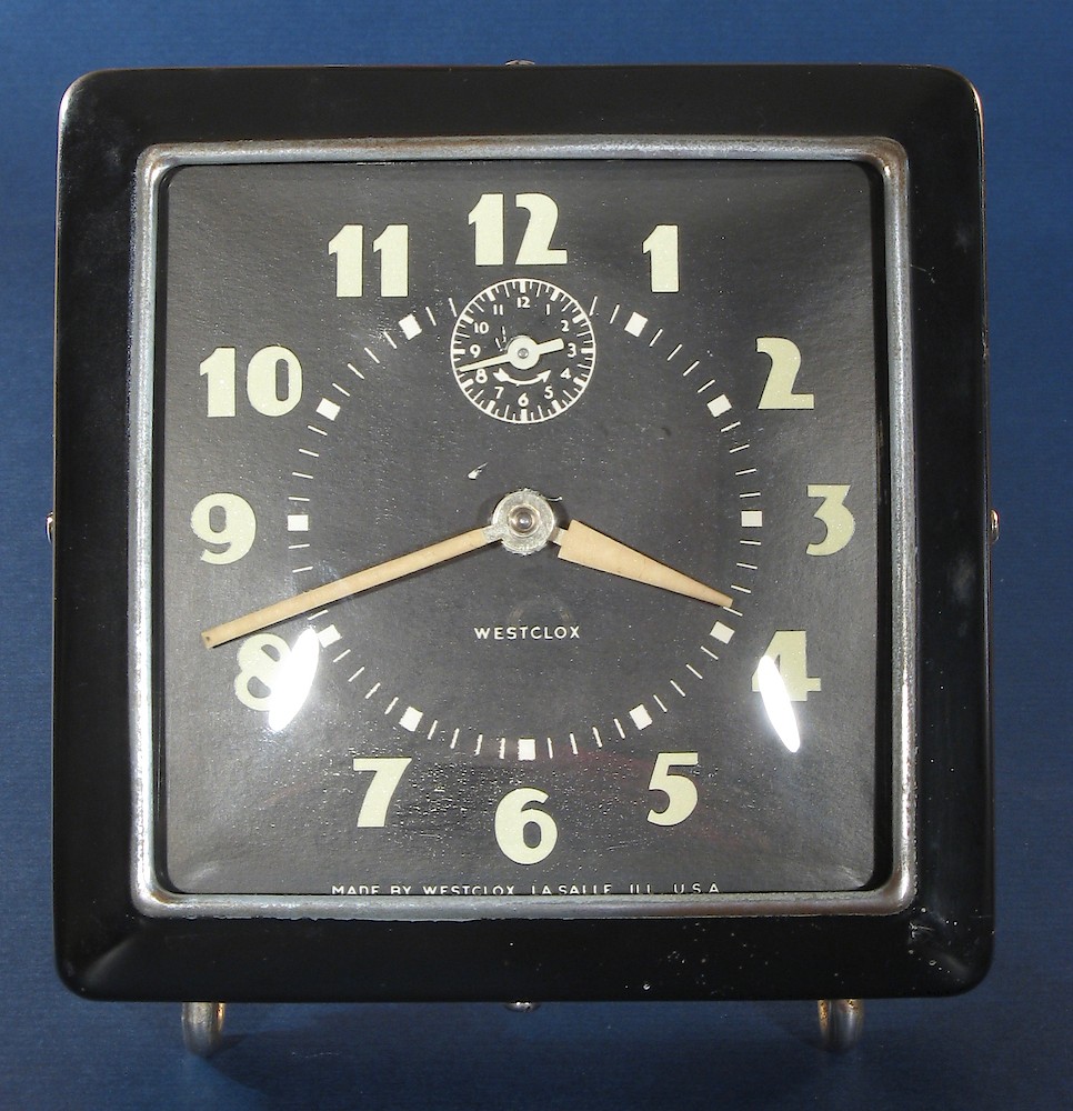 Westclox Spur Style 1 Black Luminous. Westclox Spur Style 1 Black Luminous Clock Example Photo