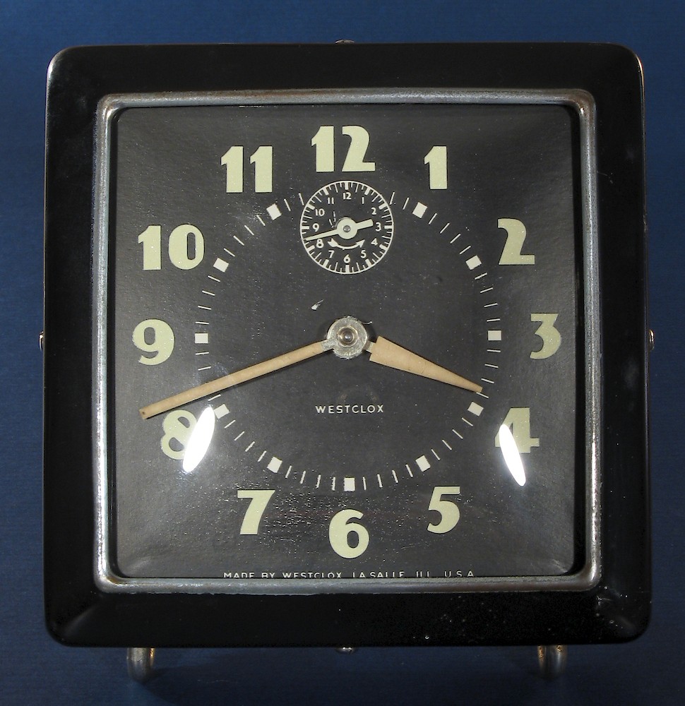 Westclox Spur Style 1 Black Luminous. Westclox Spur Style 1 Black Luminous Clock Example Photo