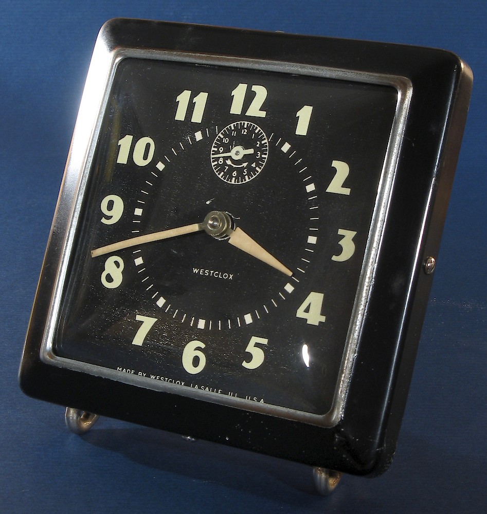 Westclox Spur Style 1 Black Luminous. Westclox Spur Style 1 Black Luminous Clock Example Photo