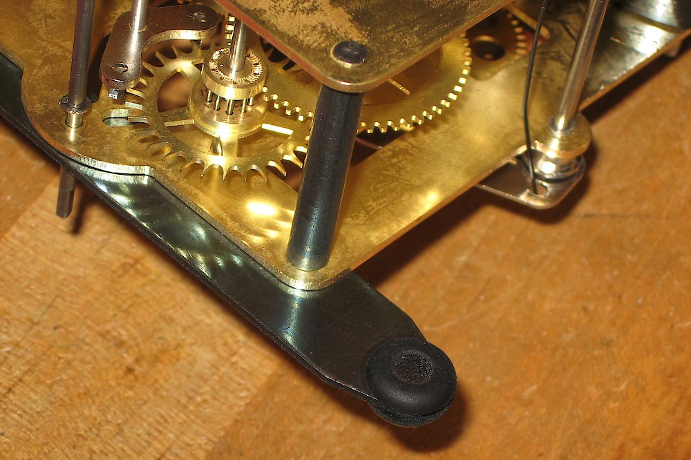 Plymouth Round Top Veneer Panel. Rubber grommet in movement mounting hole