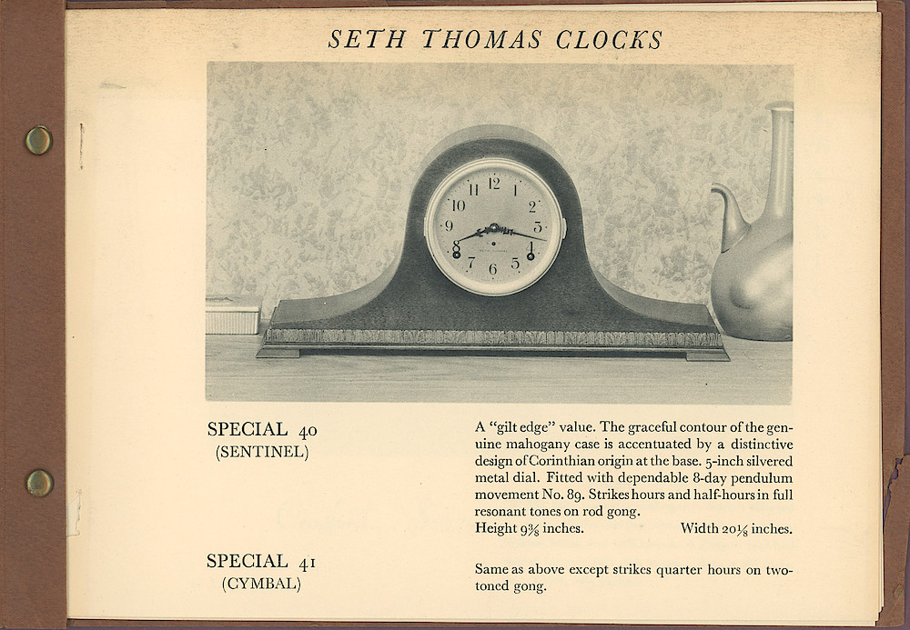 Seth Thomas Electric Clocks > 1-Sentinel-Cymbal-40-41