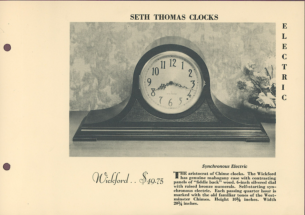 Seth Thomas Electric Clocks > 4-Wickford