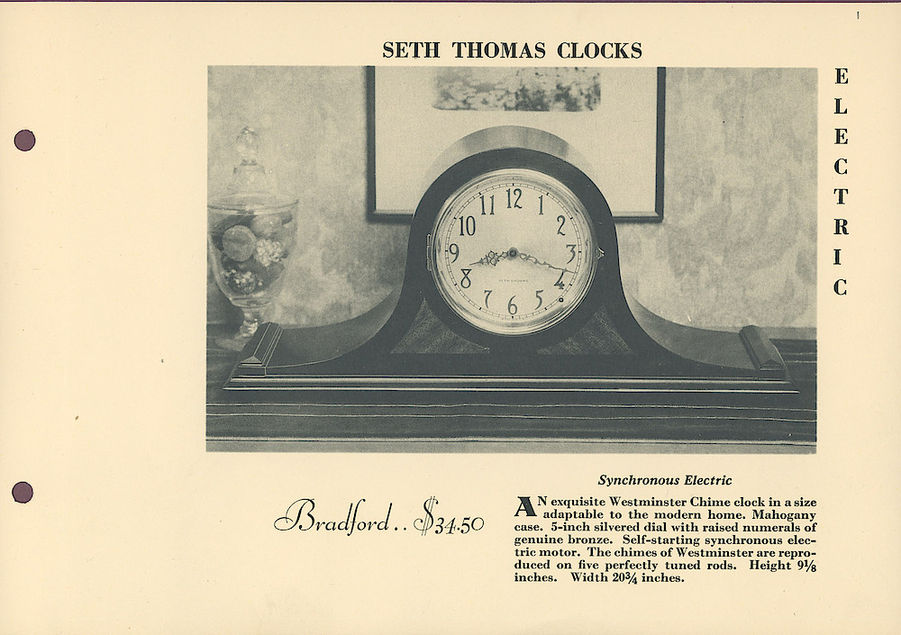 Seth Thomas Electric Clocks > 5-Bradford