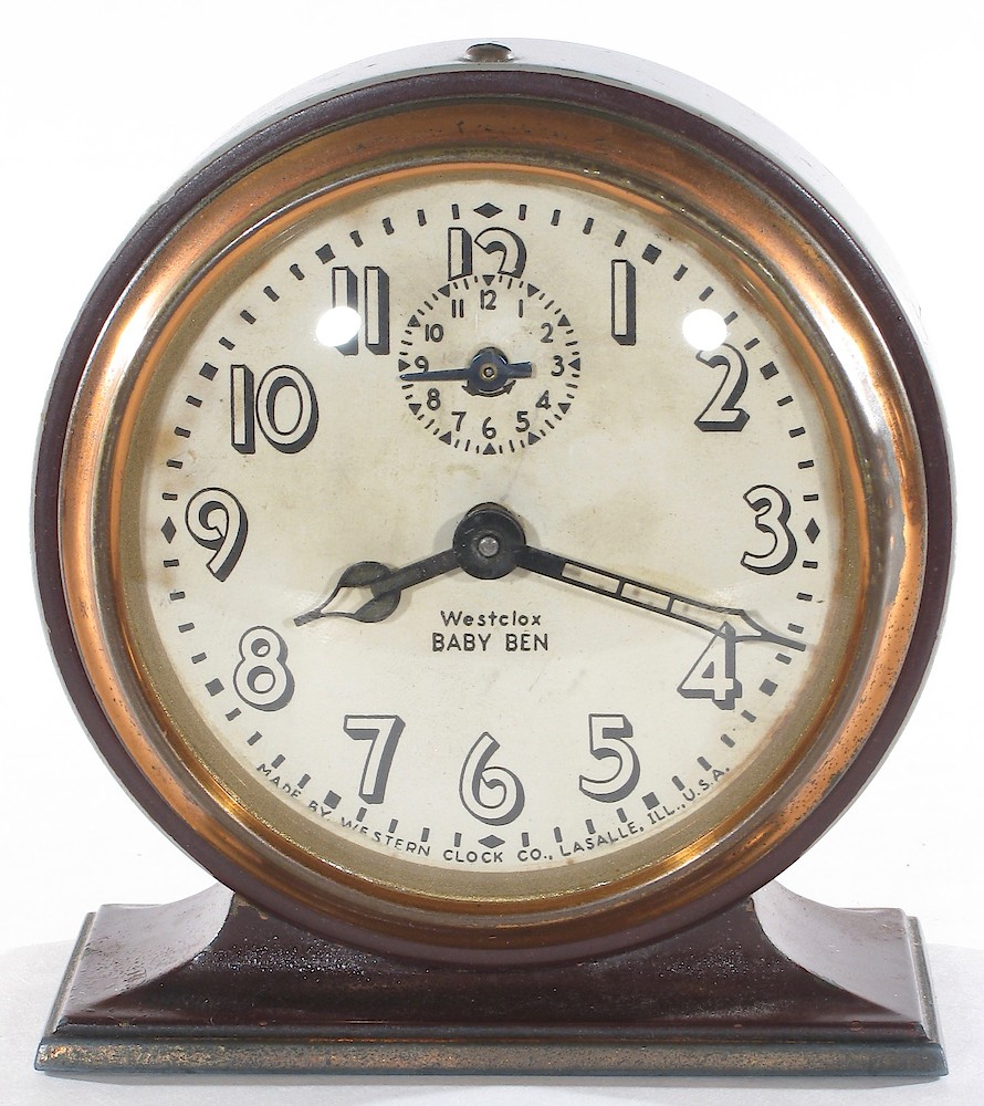 Westclox Baby Ben Style 3 Brown Luminous. Westclox Baby Ben Style 3 Brown Luminous Clock Example Photo