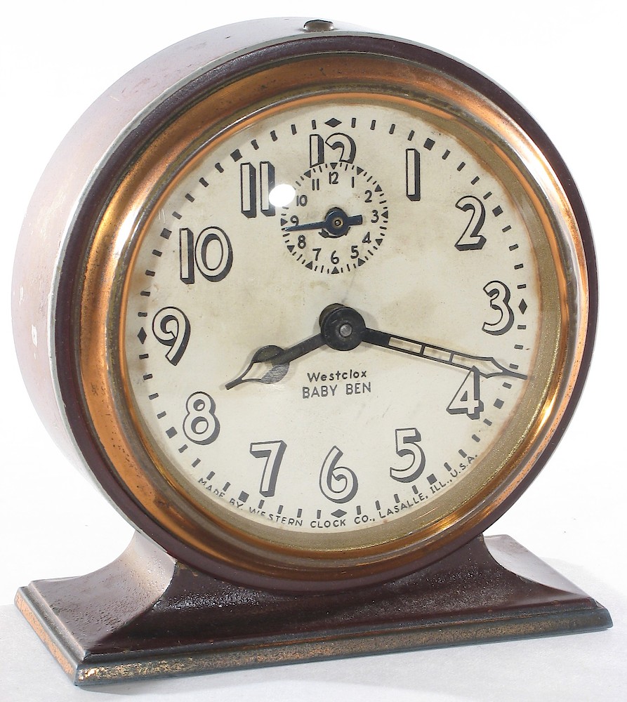 Westclox Baby Ben Style 3 Brown Luminous. Westclox Baby Ben Style 3 Brown Luminous Clock Example Photo