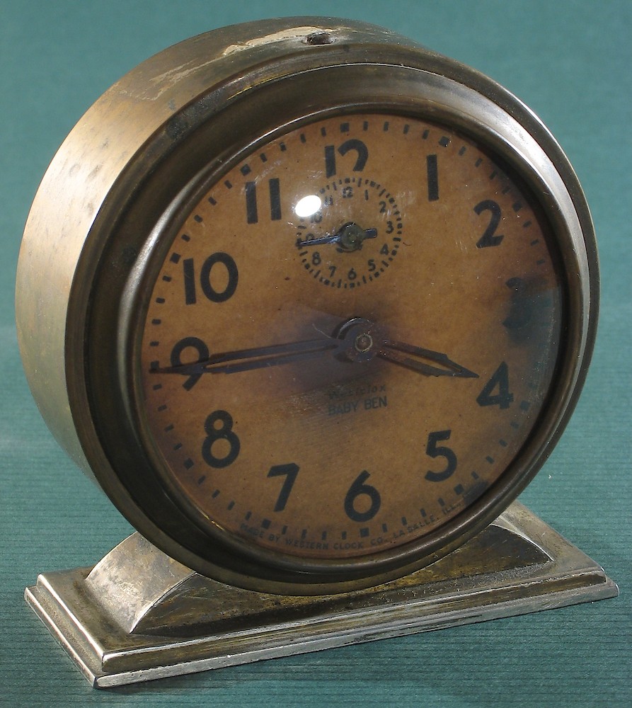 Westclox Baby Ben Style 4 Ivory Plain. Clock before restoration