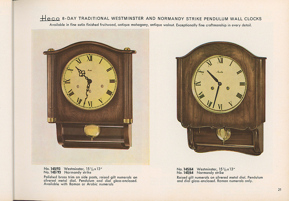 HECO Clock Catalog ca. 1960 > 21