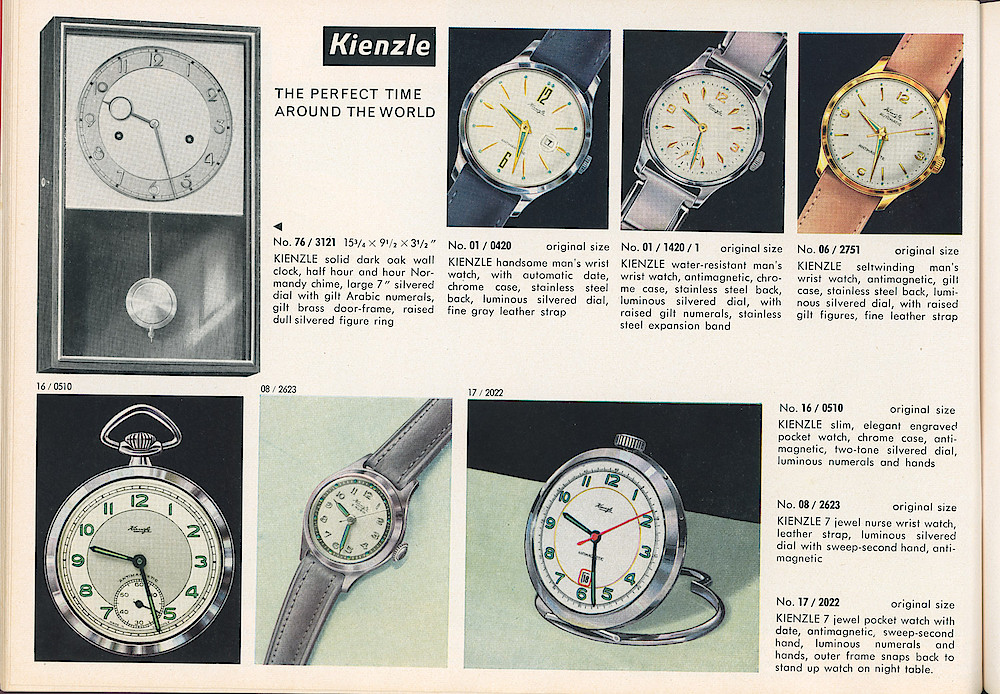 HECO Clock Catalog ca. 1960 > 28. Kienzle Clock, Wrist And Pocket Watches.