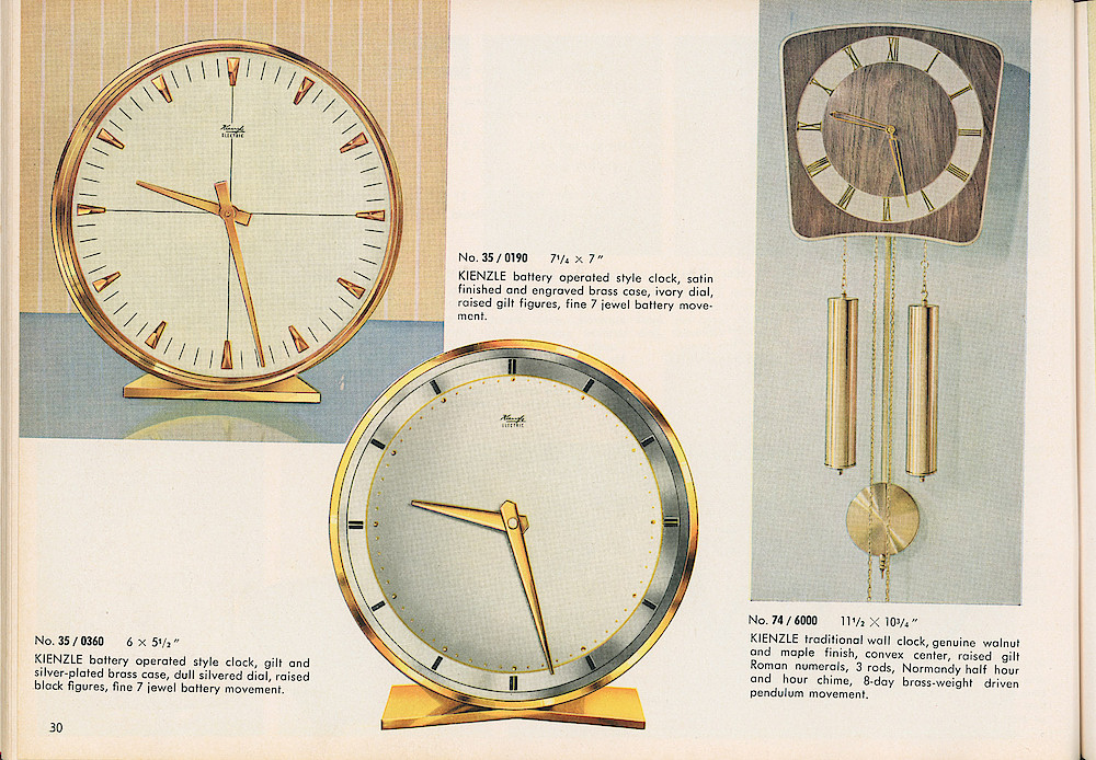 HECO Clock Catalog ca. 1960 > 30. Kienzle Clocks.