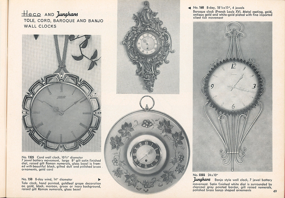 Clock Watch Catalog Page HECO Clock Catalog ca. 1960 49