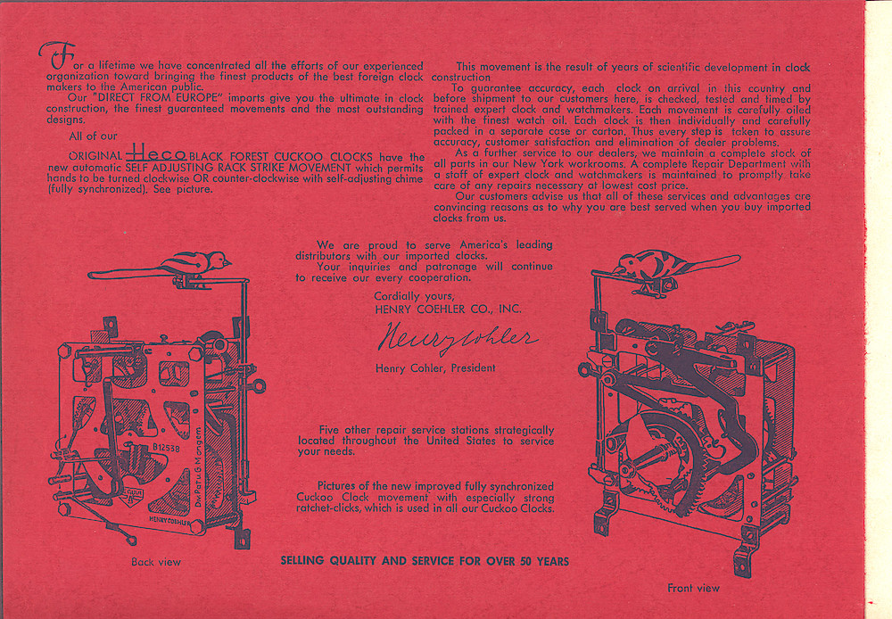 HECO Clock Catalog ca. 1960 > Inside-Front-Cover