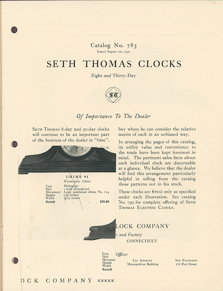 Eight and Thirty Day Key Wound Clocks > 1-(Partial)