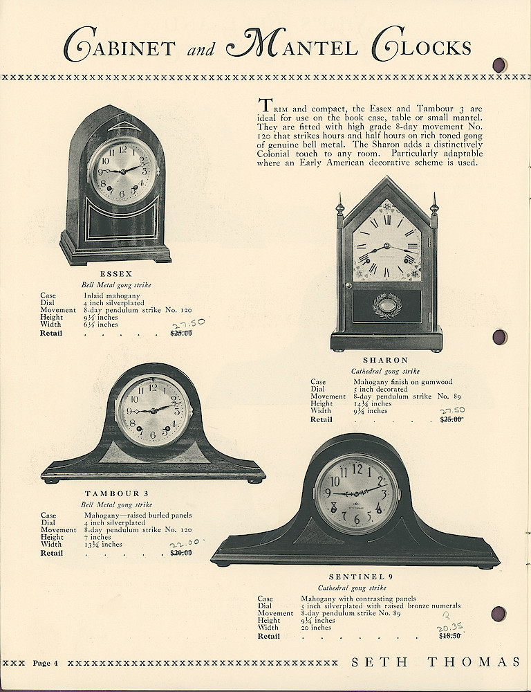 Clock & Watch Catalog Page: Eight and Thirty Day Key Wound Clocks > 4