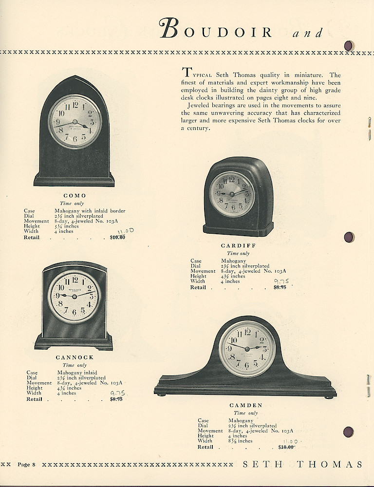 Eight and Thirty Day Key Wound Clocks > 8