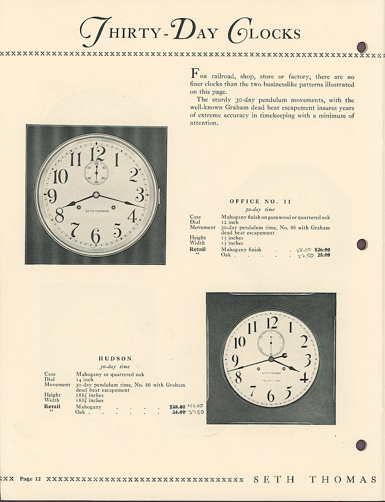 Eight and Thirty Day Key Wound Clocks > 12