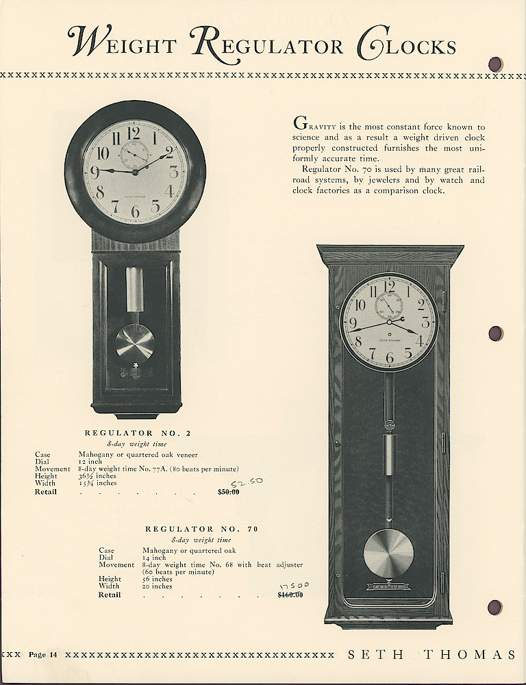 Clock & Watch Catalog Page: Eight and Thirty Day Key Wound Clocks > 14