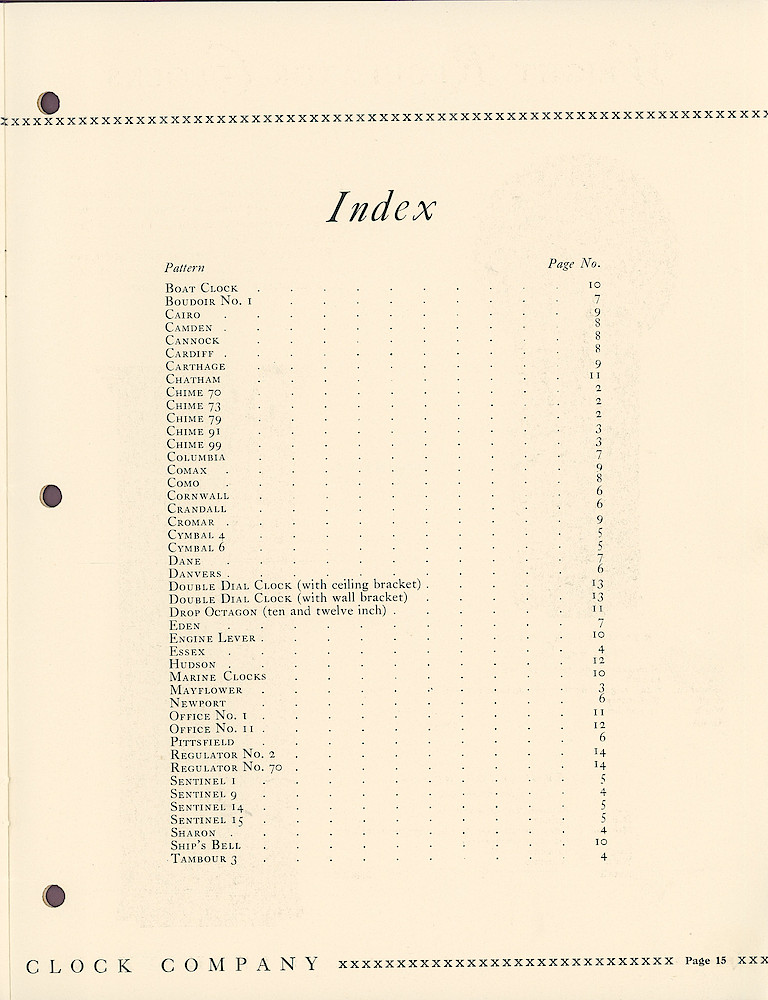 Eight and Thirty Day Key Wound Clocks > 15-(Index)