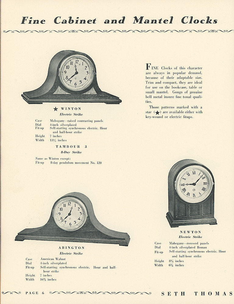 Seth Thomas Clocks - Electric and Keywound > 6
