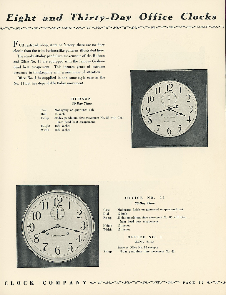 Seth Thomas Clocks - Electric and Keywound > 17