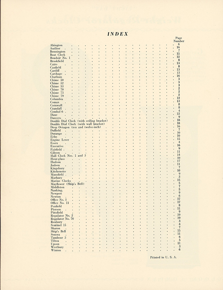 Seth Thomas Clocks - Electric and Keywound > 20-Index