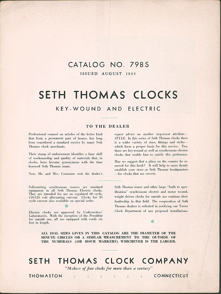 Seth Thomas Clocks; 1813 - 1935 > 1