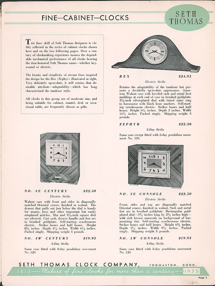 Seth Thomas Clocks; 1813 - 1935 > 3