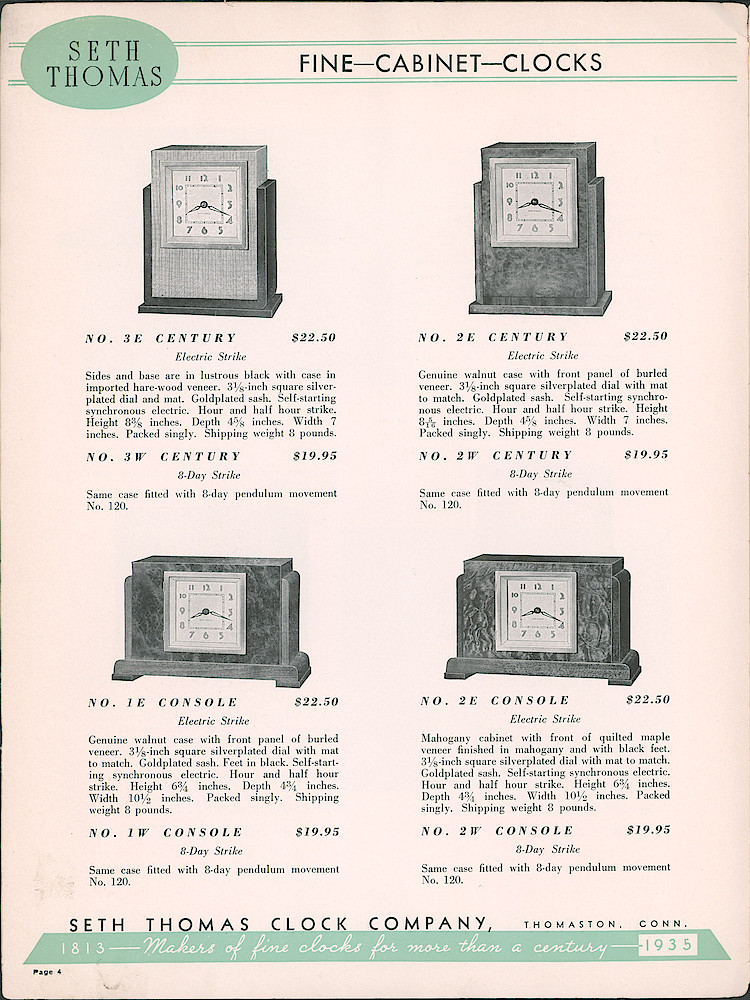 Seth Thomas Clocks; 1813 - 1935 > 4