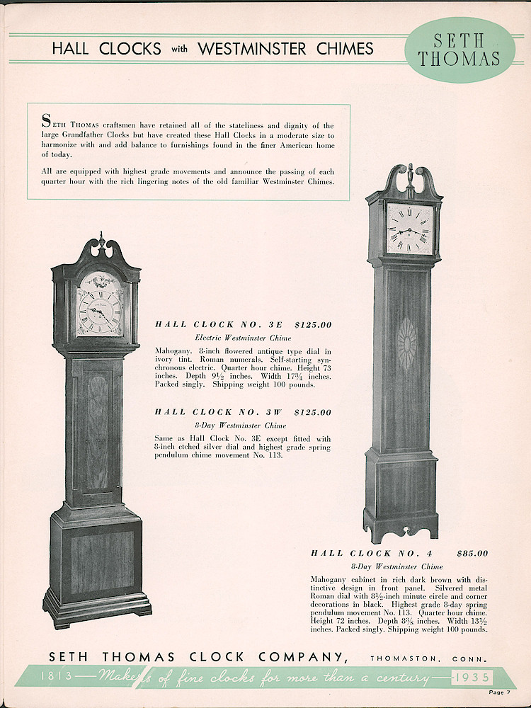 Seth Thomas Clocks; 1813 - 1935 > 7