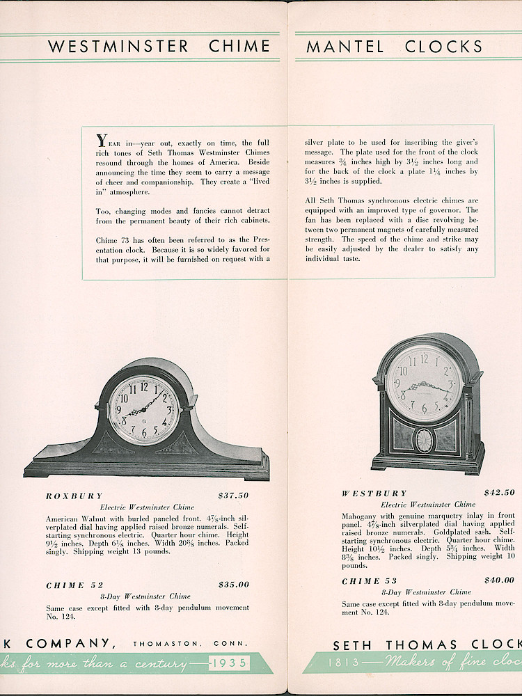 Seth Thomas Clocks; 1813 - 1935 > 8-9