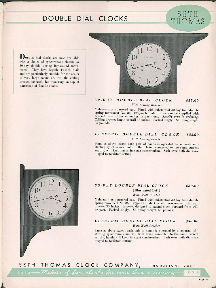 Seth Thomas Clocks; 1813 - 1935 > 19