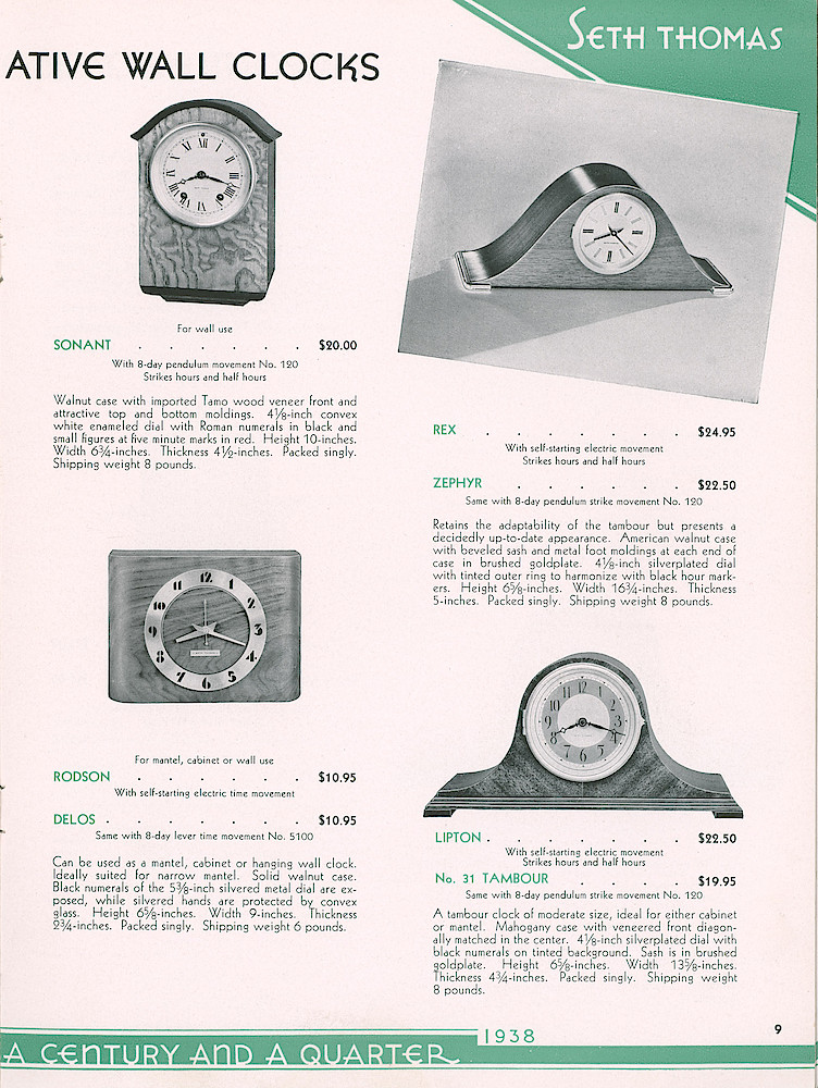 Seth Thomas Presents 1938 Clocks > 9