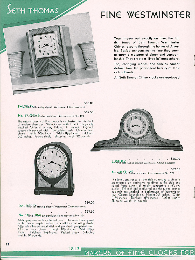 Seth Thomas Presents 1938 Clocks > 12